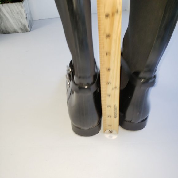 Michael Kors Black Rubber Tall Rain Boots Pull On Logo Charm Detail - Picture 7 of 15